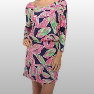 Womens Lilly Pulitzer Cara Dress In the Vias Soft Stretchy Knit 3/4 Sleeve sz S